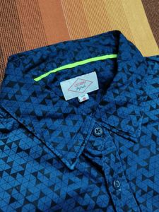 Lee Cooper Men Blue Printed Cotton Casual Shirt