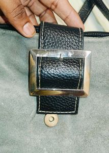 Elegant Suede-Look Handbag with Buckle Detail
