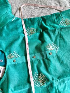 Teal Embroidered Kurti