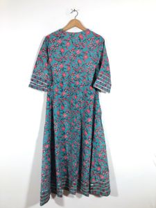 Blue Printed A-Line Kurta(Women’s)