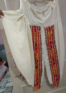 Off White Dhoti With Kurta For Navratri Festival