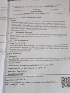 Support Material Mathematics Class 12 2023-24