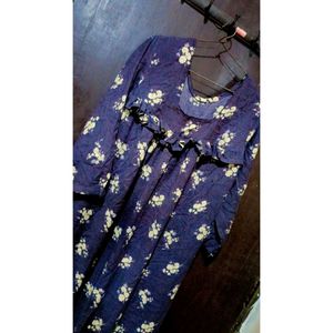 Floral Print Navy Maxi Dress
