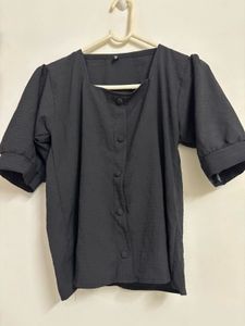 Polka Dot Tie-Front Top &amp; Black To