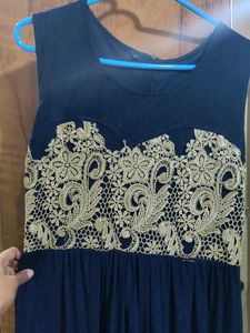 stylish blue net wedding gown