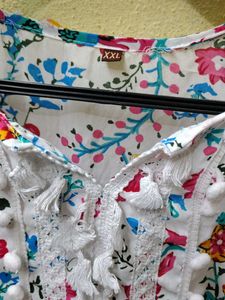 Floral Print Dress with Lace Trim
