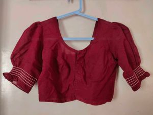 Burgundy Puff Sleeve Blouse