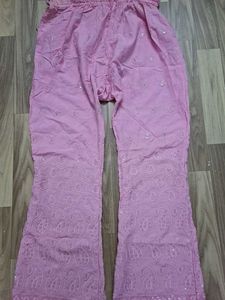 Pink Embroidered Palazzos
