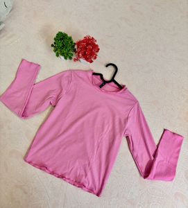 🎀Pink ribbed full-sleeve top 🎀