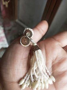 White Bead Earrings