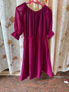 Magenta Off-Shoulder Dress