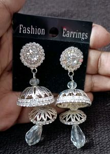 Silver Jhumka Style Drop Earrings