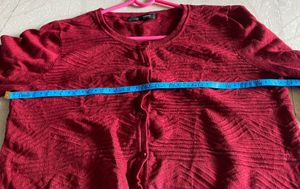 New Silk Red Button-Down Cardigan, size:xl