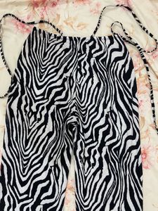 Zebra Print Tie-Waist Wide Leg Pants