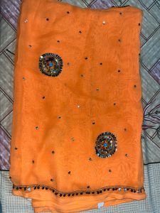 Orange Embellished Saree