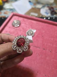 Ruby Zircon Ring Adjustable