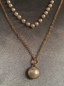 2 Layer Gold Plated Chain And Pearl Pendant