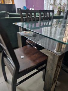 Glass Top Dining Table- 6 Seater