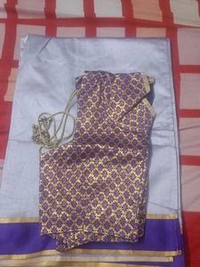 Elegant Purple &amp; Gold Saree