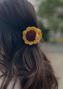 Crochet Sunflower Hair Claw Clip