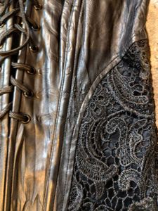 Black Leather Nd Lace Gothic Corset Top