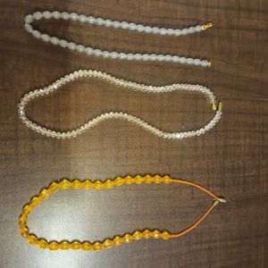 Beaded Necklace Combo Set of 3 Amber, Green, Clear