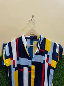 ELEGANT PRINTED SHIRT STYLE DRESS FOR WOMEN