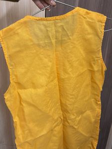 Yellow Embroidered Kurti Top