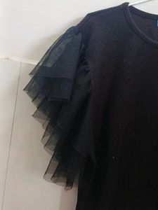 Stylish Black Flared Sleeve Top – Elegant &amp; Trendy