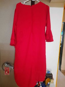Red Colour Midi Dress