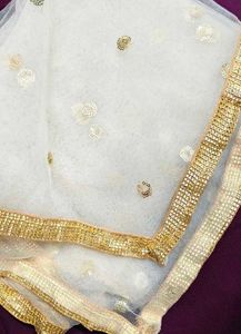 White Embroidery Anarkali With Jhumkas