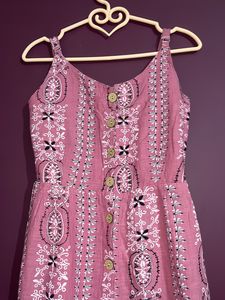 Printed Cotton Dress In Rose Color