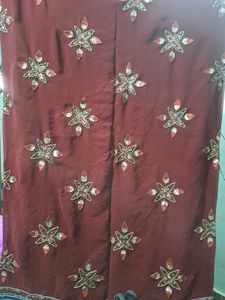 Elegant Maroon Embellished Saree