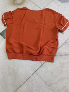 L Size Burnt Orange V-Neck Top