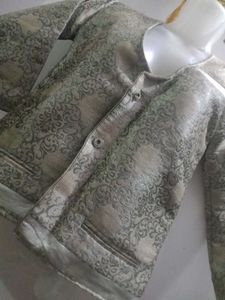 Patterned Blazer with Trim