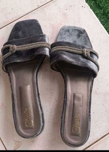 Grey Velvet Flats