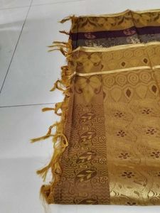 Tan With Meroon Semi Silk Saree ..