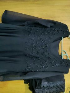 Elegant Black flared anarkali gown and dupatta set