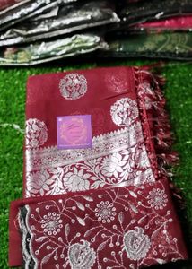 1st Quality..😍 Chiffon Saree With Partywear Blos