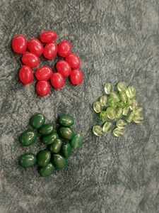 Vintage Glass Beads - Red, Green, Olive