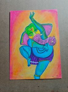 Ganesha Art With Oil Pastel