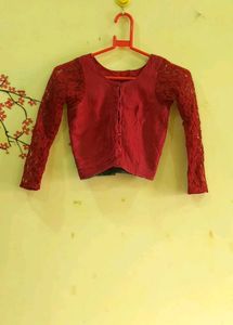 Bust-26/ Red Net Sleeves Blouse♥️