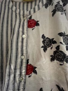 Striped Floral A-line Kurti