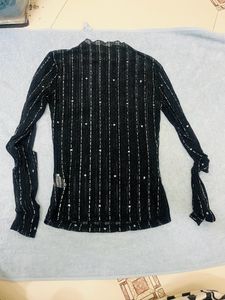 BLACK SHIMMER MESH TOP