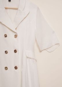 White Double Breasted Cape Dress