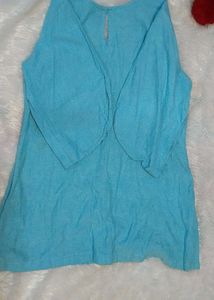 Blue Top with Floral Applique