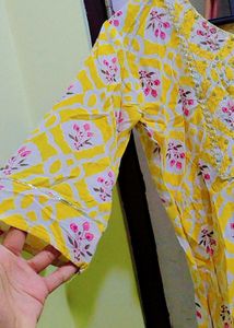 Yellow Printed Kurti