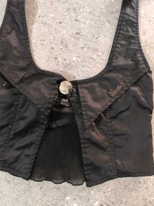 black y2k underbust halter neck top