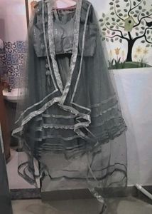 Gray Party Wear Lehenga Choli Set