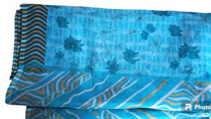 Huge Price Drop💥New Designer Sky Blue Paper Saree
